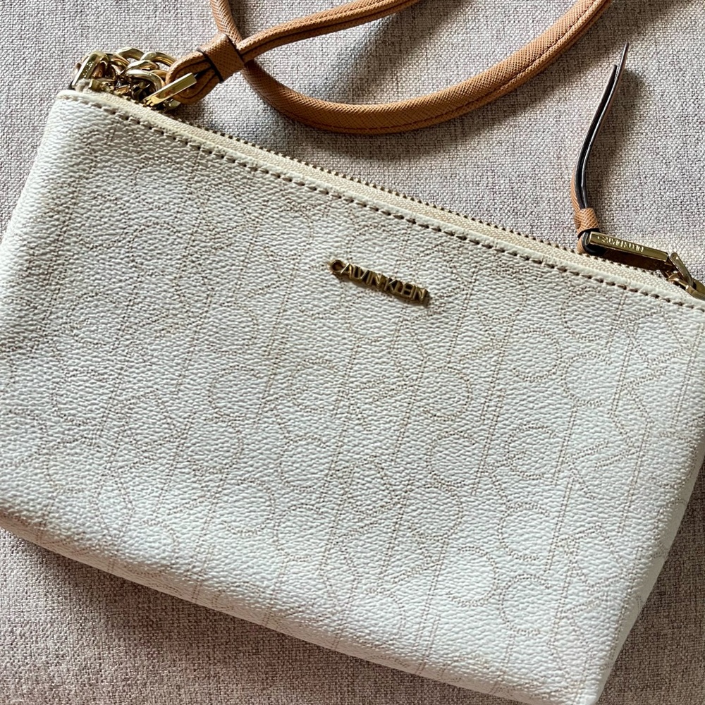 Calvin Klein Beige Wristlet Clutch Bag